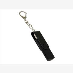 USB-флешка 2 в 1 поворотный механизм, c дополнительным разъемом Type-C с одноцветным металлическим клипом